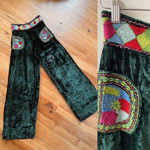 Vintage 70s Hippie Pants in Embroidered 
