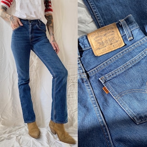 Vintage 90s Levi&#39;s orange tab bootcut denim pants // Size XS