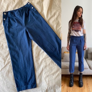 1940s vintage cotton sailor trousers // Size S