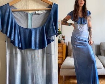 Vintage 1970s JC Penney blue dyed maxi dress // Size S