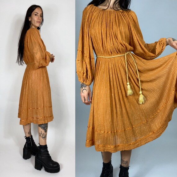 Vintage 70s greek gauze boheme dress // Vintage sh