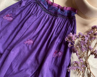 Vintage Indian cotton embroidered skirt // Size XS