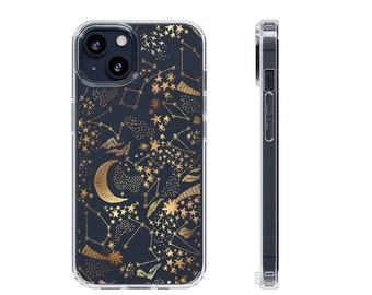 Transparent Phone Case with Celestial Design, Clear Protective Cover for Stargazers, Unique Gift for Astrology Lovers