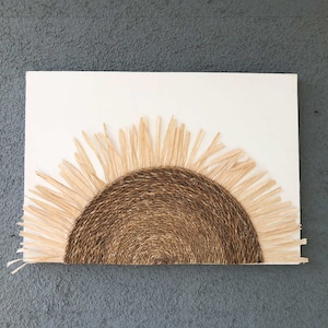 Boho Sun Wall Decor | Raffia Wall Hanging | Woven Sun Art | Natural Fiber Art | Bohemian Home Decor