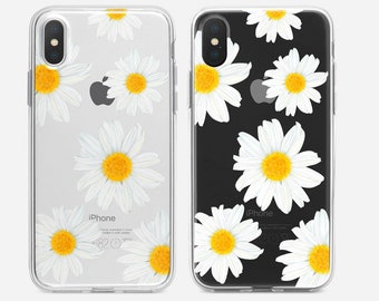 DAISIES iPhone 14 13 case clear, iPhone 11 12 plus X XS XR case clear with floral, flowers