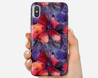 FLORAL | iPhone xr case floral, iPhone 13 case, iPhone 15 Pro, iPhone 7 8 plus X XS XR case clear rubber with design, iPhone se case clear