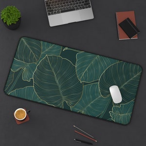 Bureaumat tropisch, leuke kantooraccessoires, bureaumat, bureaumat, schattige werkruimte, trendy werkruimte, trendy, boho-bureau, mooie bureauonderlegger, blad,