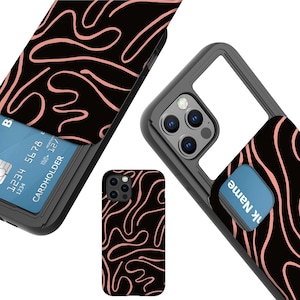 Étui pour téléphone et carte de crédit LINES Coque pour iPhone carte de crédit | Étui pour iPhone 12 Pro Max, 12 Pro, iPhone 12 Mini, iPhone SE, iPhone 11 Pro, Galaxy S20