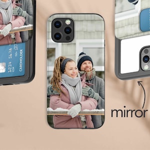 Coque photo iPhone, porte-cartes de crédit avec miroir pour Galaxy S20 11 12 SE 2020 12 Pro Max