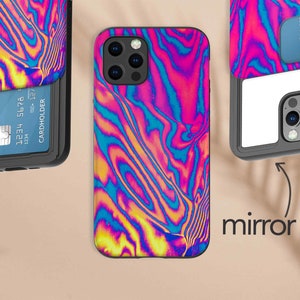Funda de teléfono de verano, con espejo para iPhone y Galaxy 11 12 Pro Max S20 Note 20 Ultra Plus, accesorios tecnológicos con ranura para tarjetas