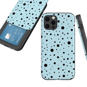iPhone 12-hoesje met kaarthouder, SKY BLUE-telefoonhoes met kaarthouder en ingebouwde spiegel, levenslange garantie voor alle telefoonhoesjes.