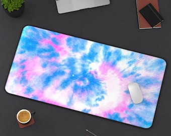 Tapis de bureau mignon, accessoires de bureau pastel Tie Dye, tapis de bureau, espace de travail mignon, espace de travail tendance, tendance, bureau Boho, joli coussin de bureau