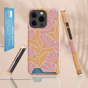 Capa para iPhone 15 Pro Max com porta-cartões, Flores | Psicodélico | Moderno | Estético | Retrô | Descolado | Presente | 13 12 11 14 pro Plus - 077