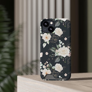 Floral Phone Case, Phone Wallet, iPhone Galaxy Card Holder, Cute Floral Phone Cover, Flower Design Phone Case