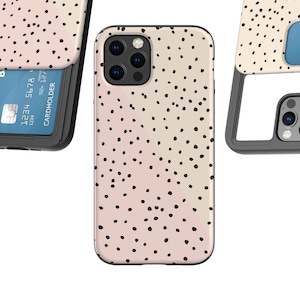 Accesorios tecnológicos, Funda para teléfono con espejo, PUNTOS ROSA BEIGE, Funda para Galaxy S20, Funda para iPhone 11 con tarjetero, Funda para iPhone 12 Pro para mamá