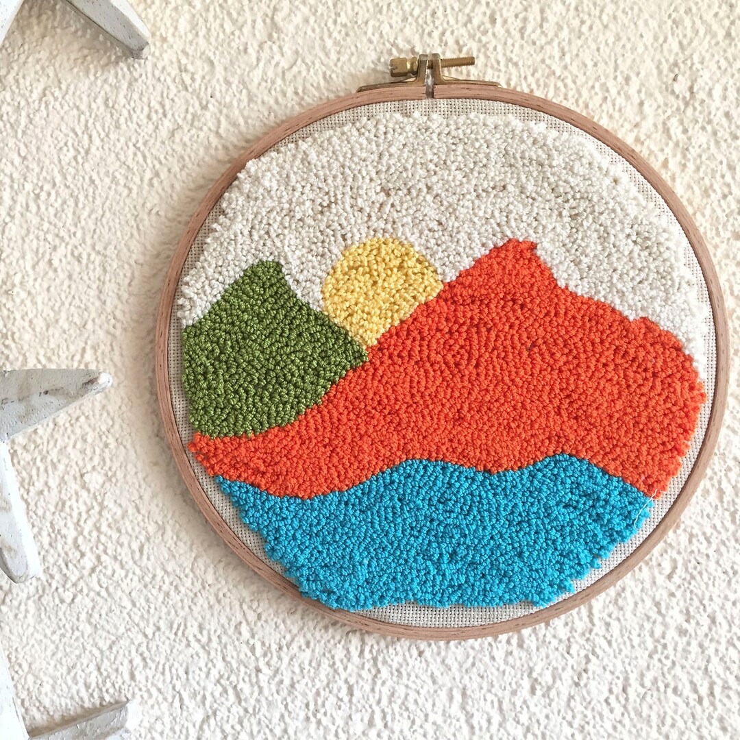 Landscape Punch Needle Embroidery: Colorful Mountain Wall Art - Etsy