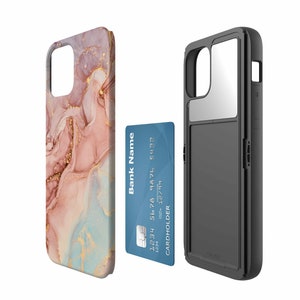 Étui pour téléphone avec porte-cartes de crédit 12 11 mini avec miroir, étui pour Galaxy S20, étui pour iPhone 11 Pro, étui pour iPhone SE mignon, étui pour iPhone 12 Pro Max