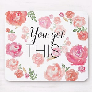 Floral Mouse Pad: Pink Peonies, Motivational Office Decor