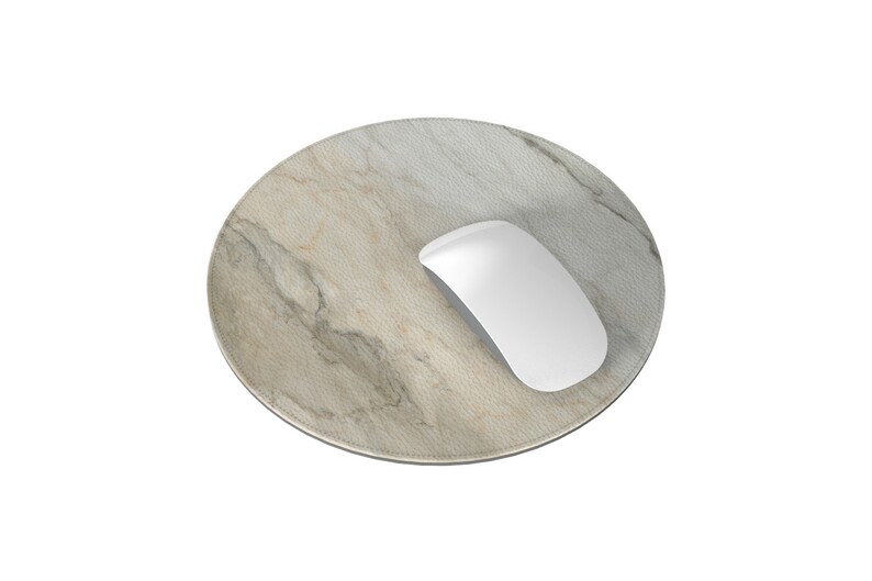 Faux Leather Marble Mouse Pad Stylish Gift Idea for Coworker, Rectangle or Circle image 4