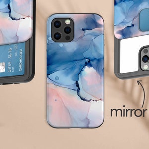 Accessori tecnologici, Custodia per telefono con porta carte di credito e inchiostro, Con specchio per Galaxy S20, iPhone 11 12 Pro, iPhone SE 2020, iPhone 12 Pro Max