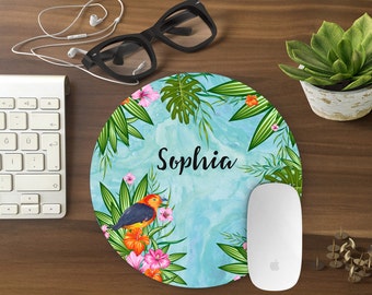 Personalized Mouse Pad, Mousepad Floral Watercolor Mouse Mat Custom Mouse Pad Office Mousemat Rectangular Personalized Mousepad Round T80994