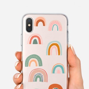 RAINBOW | iPhone xr case cute, iPhone 13 case, iPhone 15 Pro, iPhone 7 8 plus X XS XR case clear rubber with design, iPhone se case clear