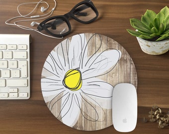 Mouse Pad Wood, Daisy Mousepad, Mouse Mat Wood print Mouse Pad Office Mousemat Rectangular Mousemat Mousepad funny mouse pad daisy- T80049