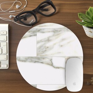 Mouse Pad White Marble Mouse Pad Marble Mouse Pad Office Mouse Pad  Personalized Mouse Pad Desk Accessories Mouse Pad Round Mouse Pad T123 