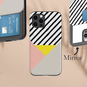 Étui pour iPhone avec porte-cartes, avec miroir Pour iPhone et Galaxy 11 12 Mini Pro Max S20 Note 20 Ultra Plus - T20522