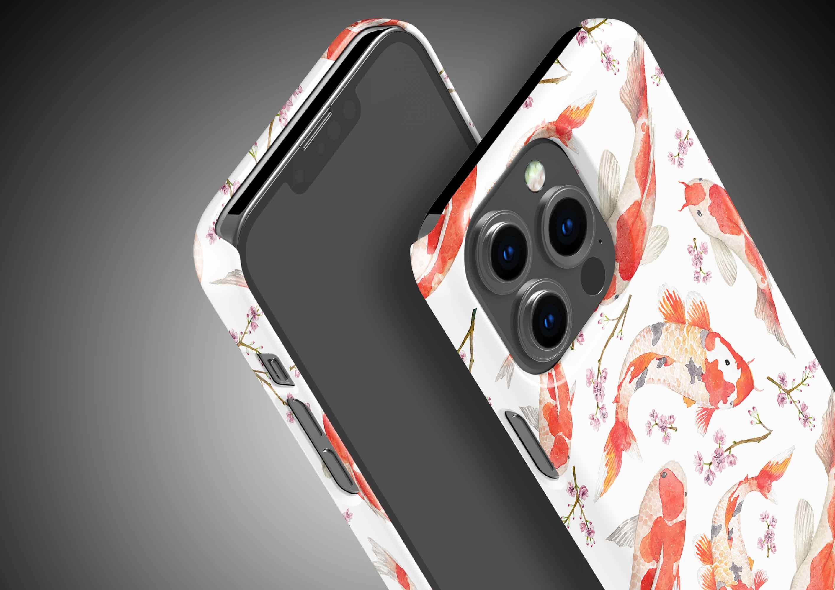 Koi Fish, Card Storage Phone Case for iPhone 14 13 Pro Max