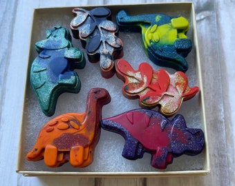Metallic Dinosaur Crayon Birthday Gift Party Favor Dino Crayon Art Supplies Coloring Classroom Gift Dinosaur Shaped Crayons Stocking Stuffer