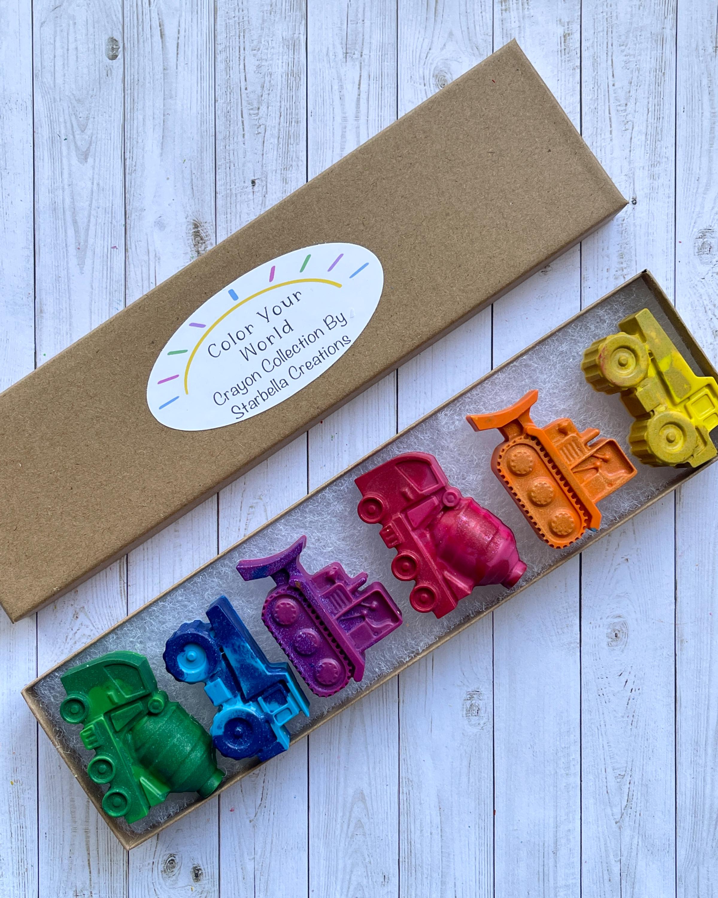 Glitter Construction Truck Crayons: Kids Birthday Party Favors