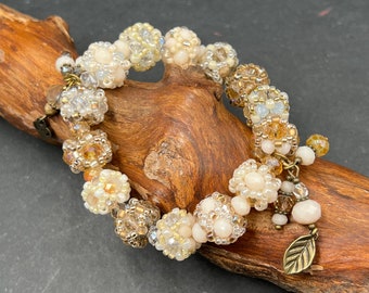 Pearl bracelets made of Toho pearls and Bohemian glass beads.