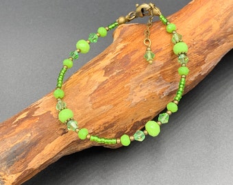 Handmade beaded bracelet with toho beads and Bohemian glass beads.