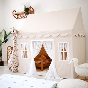 natural playhouse; canvas teepee, playhouse tent, boho teepee, kids teepee, cotton kids cottage, indoor tent