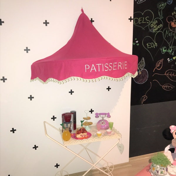 Personalized Canopy, Hanging Play Tent, Customized Kids Teepee, Canopy Bedding, Patisserie Play Corner, Lemonate stand, Kids baldachin