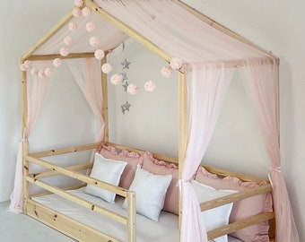 Baby Pink Canopy Bed, Customized Bed Canopy, Canopy Bed Curtains, House Bed Curtains, Canopy for Bed, Canopy Tent, Canopy for Crib