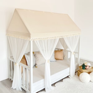 Bed Canopy White; Custom Canopy; Boho Bed Canopy; Bed Canopy Kids, Canvas Canopy; Canopy Bed Curtains; Canopy Bed Frame, House Bed Canopy