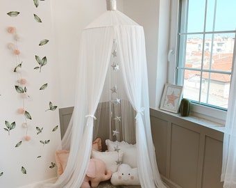 White Tulle Canopy, White Canopy Curtains, Bed Canopy, Princess Canopy Bed, Nursery Crib Canopy, Boho Canopy, Kids Canopy, Canopy for Crib