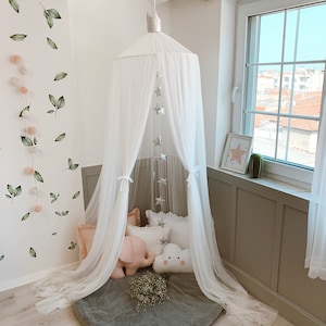 White Tulle Bed Canopy: Princess Nursery Crib Decor