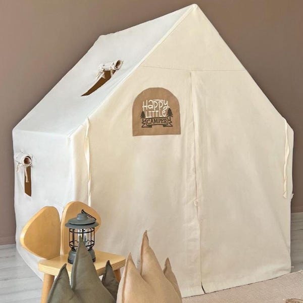 Natural Little Camper Kids Tent,  indoor play house: Cozy Reading Nook for boys rooms