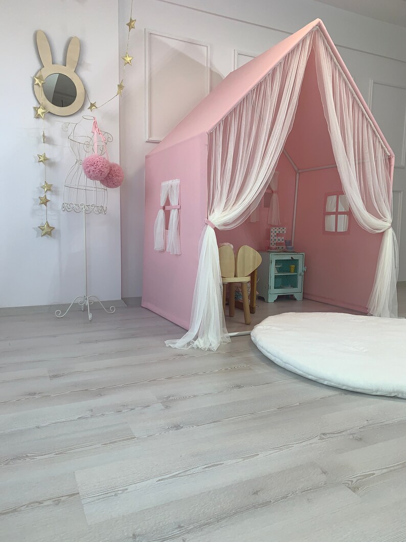 Buy Montessori House Bed Pink Canvas Teepee Playhouse Tent Online in India Etsy
