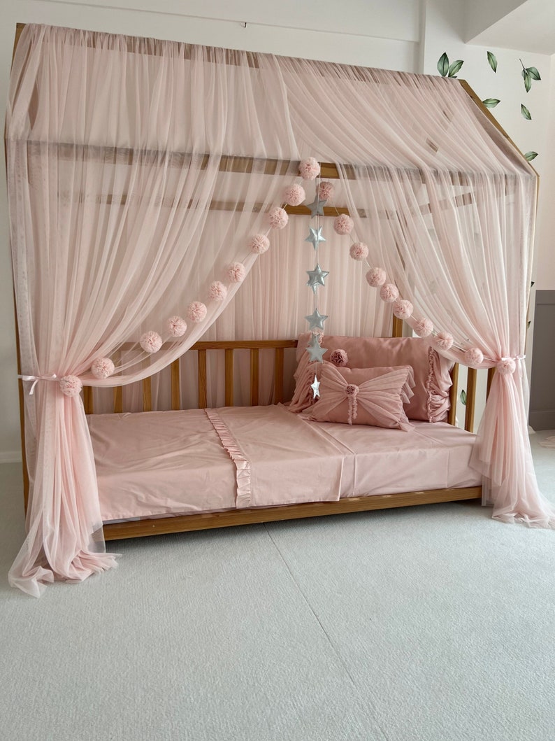 Baby Pink Canopy, Bed Canopy, House Bed Curtains
