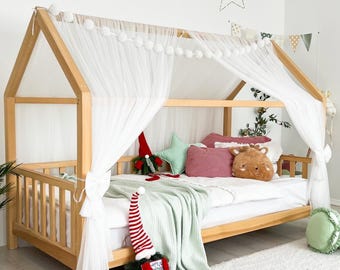 White Montessori Bed Canopy, Personalized  Bed Canopy, Canopy for House Bed, Canopy tent, Canopy bed, Canopy for Crib,Bed Curtains