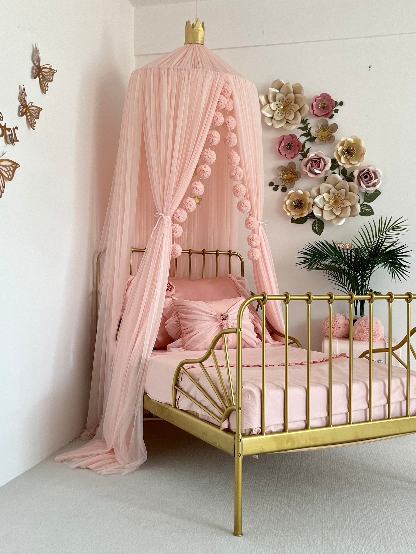 Baby Pink Canopy Light Pink Tulle Canopy Soft Pink Bed Etsy