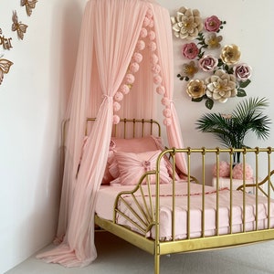 Baby Pink Canopy, Light Pink Tulle Canopy, Soft Pink Bed Curtains, Crib Canopy, Kids Tent, Canopy Bed, Canopy Curtain, Canopy for Nursery