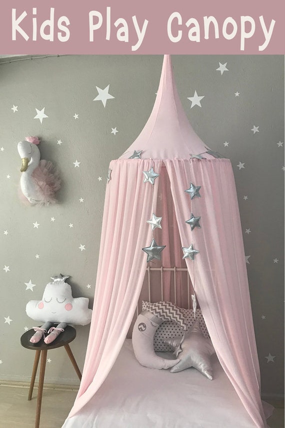 Pink Canopy Chiffion Baldachin Ceiling Hanging Tent Canopy For Nursery Kids Reading Nook Tent Bed Canopy Crib Canopy Princess Canopy