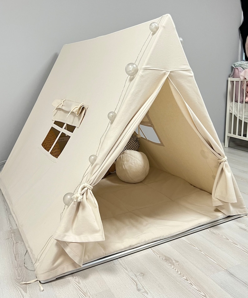 Teepee for kid, Cotton Teepee, Tent for boys, Canvas Kids Tent, Boho Kids Teepee, Playhouse for kids, Nordic tent for Girls and Boys image 3