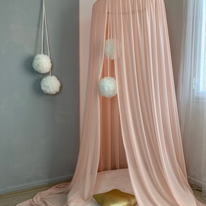 Light Coral Canopy, Sheer baldachin, Light Orange Ceiling Hanging Tent, Canopy for Nursery Kids, Reading Nook Tent, Bed Canopy, Crib Canopy