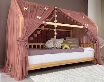 Rosa Braun Haus Betthimmel Vorhänge Montessori